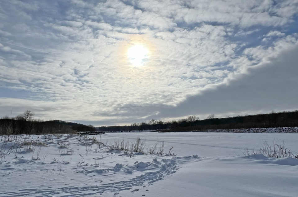 Snow River Halo Clouds Nature
