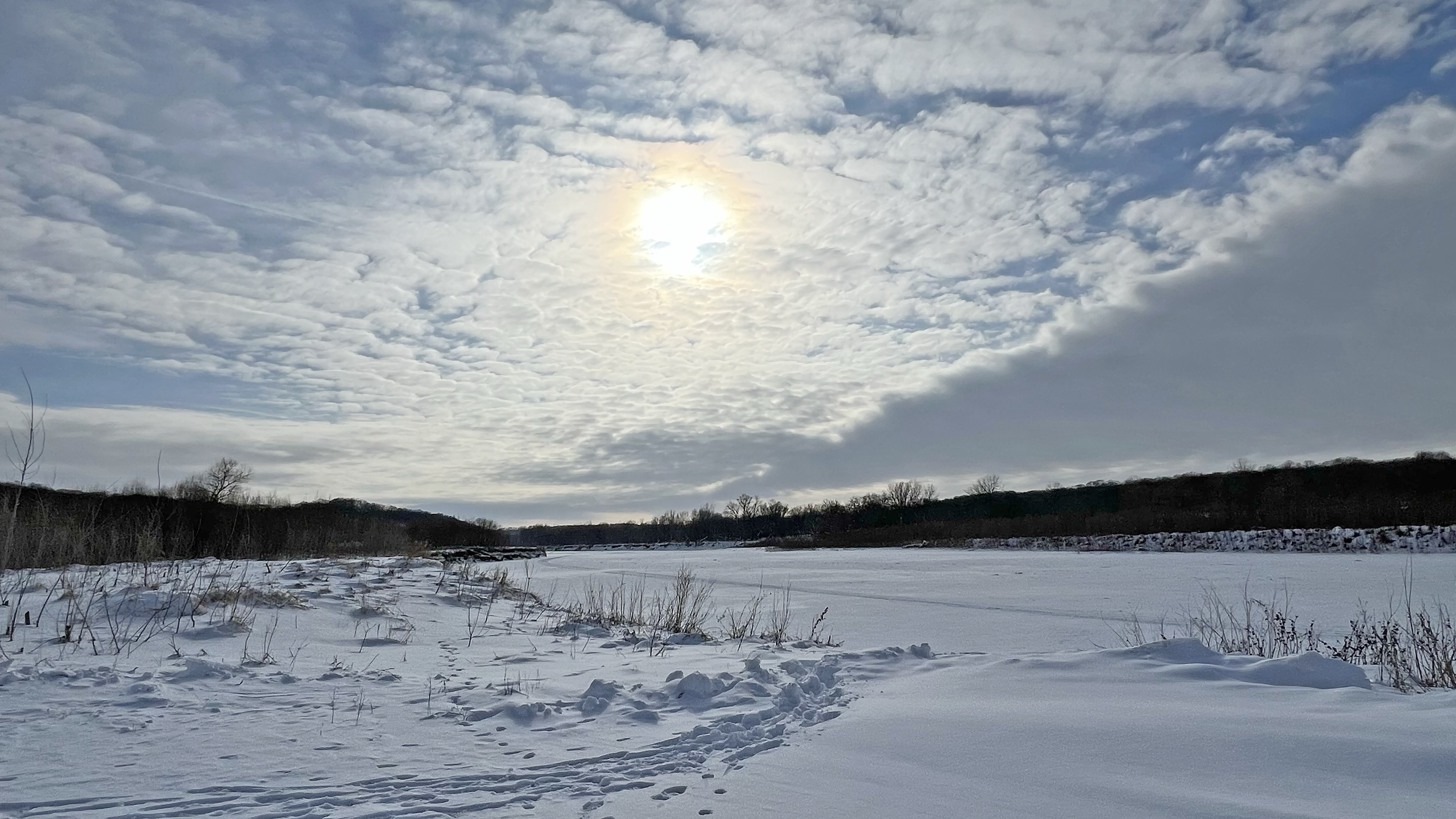 Snow River Halo Clouds Nature